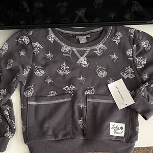 Lucky Brand Charcoal Sweatshirt with White Floral Pattern